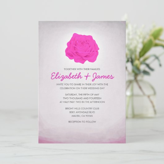 Invitations de mariage flamboyant et rose chaud (Debout devant)