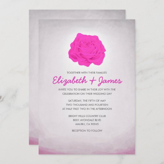 Invitations de mariage flamboyant et rose chaud (Devant / Derrière)