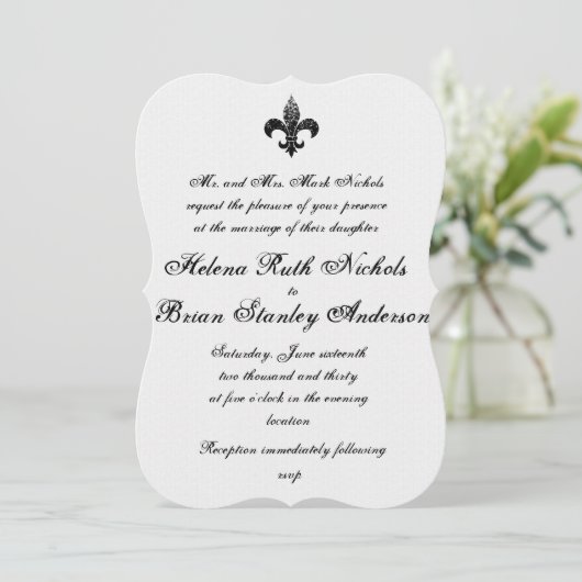 Invitations de mariage Fleur De Lis (Debout devant)