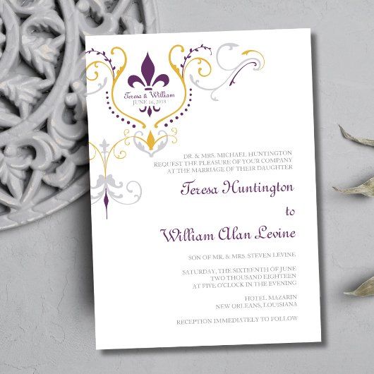 Invitations de mariage Fleur de Lis 5x7