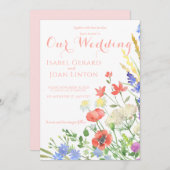 Invitations de mariage Fleur sauvage Watercolor (Devant / Derrière)