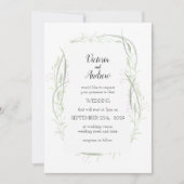 Invitations de mariage floral à base de vert et de (Devant)
