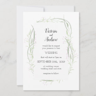 Invitations de mariage floral à base de vert et de