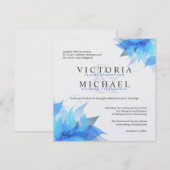 Invitations de mariage floral blanc et bleu profon (Devant / Derrière)