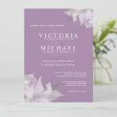 Invitations de mariage floral blanc et de lavande (Debout devant)