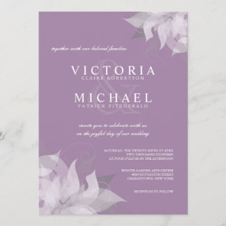 Invitations de mariage floral blanc et de lavande