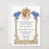 INVITATIONS DE MARIAGE FLORAL BLEU CATHOLIQUE (Devant)