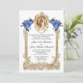 INVITATIONS DE MARIAGE FLORAL BLEU CATHOLIQUE (Debout devant)