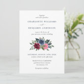Invitations de mariage floral bleu marine et borde (Debout devant)