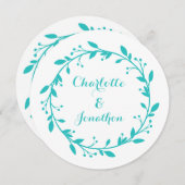 Invitations de mariage Floral bleu Turquoise (Devant / Derrière)