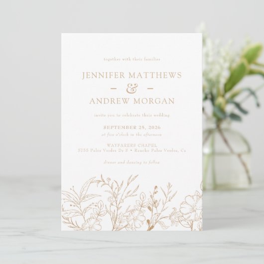 Invitations de mariage Floral Boho (Debout devant)