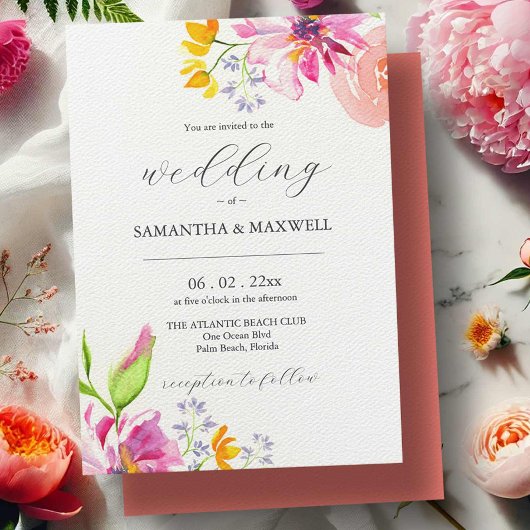 Invitations de mariage floral brillant floral