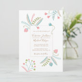 Invitations de mariage floral broderie (Debout devant)