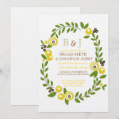 Invitations de mariage floral de automne jaune (Devant / Derrière)