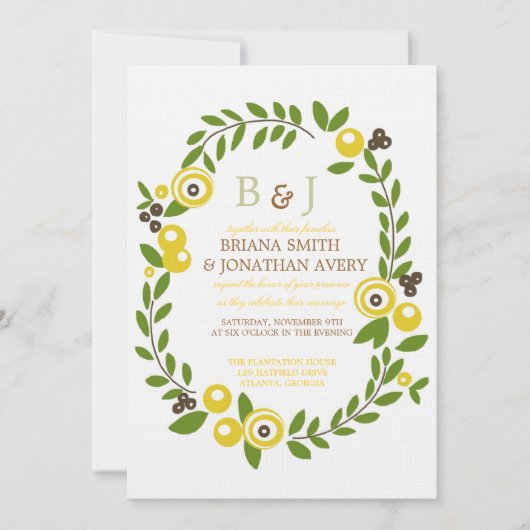 Invitations de mariage floral de automne jaune (Devant)