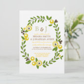 Invitations de mariage floral de automne jaune (Debout devant)