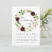 Invitations de mariage floral de Bourgogne rose (Debout devant)