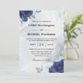 Invitations de mariage floral de la marine (Debout devant)