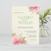 Invitations de mariage floral de Pink Green Ecru (Debout devant)