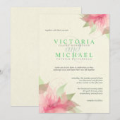 Invitations de mariage floral de Pink Green Ecru (Devant / Derrière)