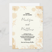 Invitations De Mariage Floral D'Or (Devant / Derrière)