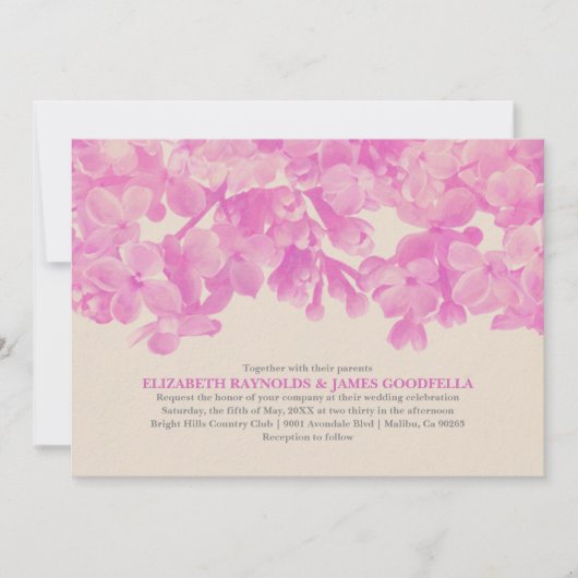 Invitations de mariage floral Fuchsia (Devant)