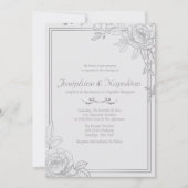 Invitations de mariage floral gris argent (Devant)