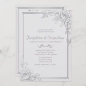 Invitations de mariage floral gris argent (Devant / Derrière)
