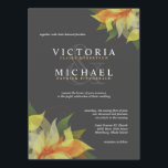 Invitations de mariage floral gris et agrumes jaun<br><div class="desc">Fleurs Abstraites jaune citron et orange mandarine aux feuilles sages et tourbillons capricieux bordent ce bel ensemble de faire-part de mariage. Parfait pour les mariages à la cravate noire et aux chandelles en toute saison — changez simplement la couleur arrière - plan pour le printemps, l'été, l'automne, l'automne et l'hiver....</div>