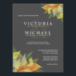 Invitations de mariage floral gris et agrumes jaun<br><div class="desc">Fleurs Abstraites jaune citron et orange mandarine aux feuilles sages et tourbillons capricieux bordent ce bel ensemble de faire-part de mariage. Parfait pour les mariages à la cravate noire et aux chandelles en toute saison — changez simplement la couleur arrière - plan pour le printemps, l'été, l'automne, l'automne et l'hiver....</div>