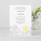 Invitations de mariage floral gris-jaune (Debout devant)