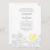 Invitations de mariage floral gris-jaune (Devant / Derrière)