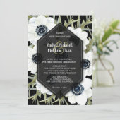 Invitations de mariage floral noir et blanc (Debout devant)