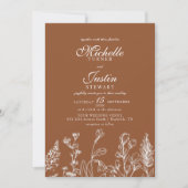 Invitations de mariage floral orange brûlé (Devant)