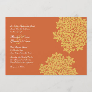 Invitations de mariage floral orange et jaune