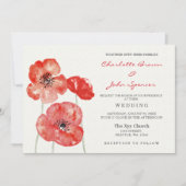 Invitations de mariage floral Red Poppy (Devant)