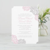 Invitations de mariage floral rose et gris (Debout devant)