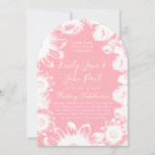 Invitations de mariage floral rose rose fleuri flo (Devant)
