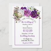 Invitations de mariage floral Rose violet (Devant)