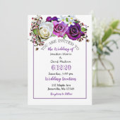 Invitations de mariage floral Rose violet (Debout devant)