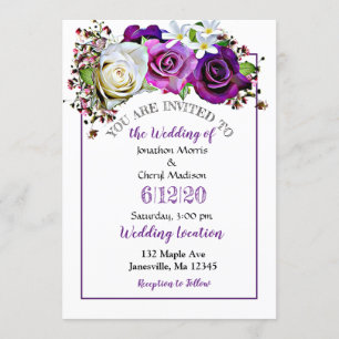 Invitations de mariage floral Rose violet