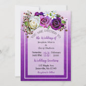Invitations de mariage floral Rose violet (Devant)