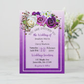 Invitations de mariage floral Rose violet (Debout devant)