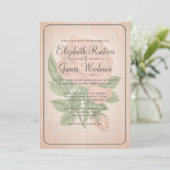Invitations de mariage floral rustique corallien (Debout devant)