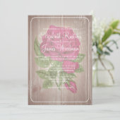 Invitations de mariage floral rustique de Fuchsia (Debout devant)