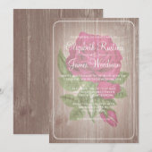 Invitations de mariage floral rustique de Fuchsia (Devant / Derrière)