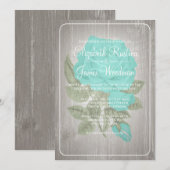 Invitations de mariage floral turquoise (Devant / Derrière)