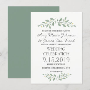 Invitations de mariage floral verdoyant