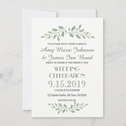 Invitations de mariage floral verdoyant (Devant)