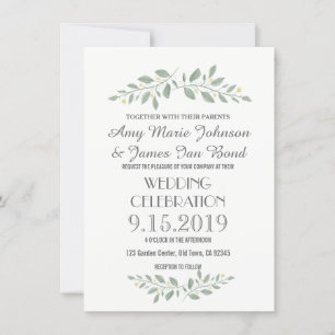 Invitations de mariage floral verdoyant